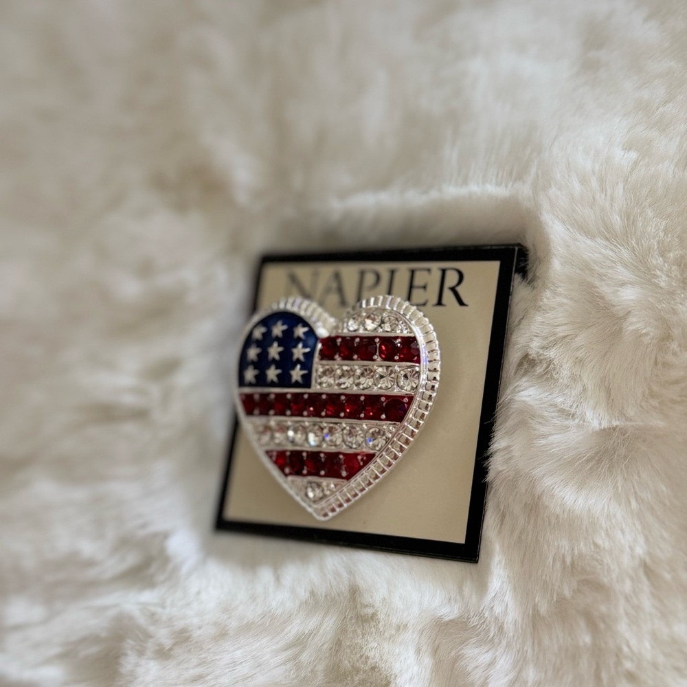 Napier Patriotic Heart Brooch